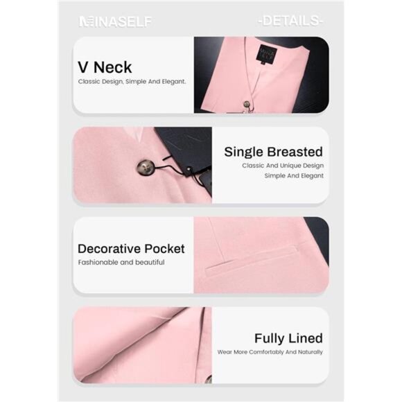 Womens Linen Vest Tops Lightweight V-Neck Pink - Picture 6 of 6